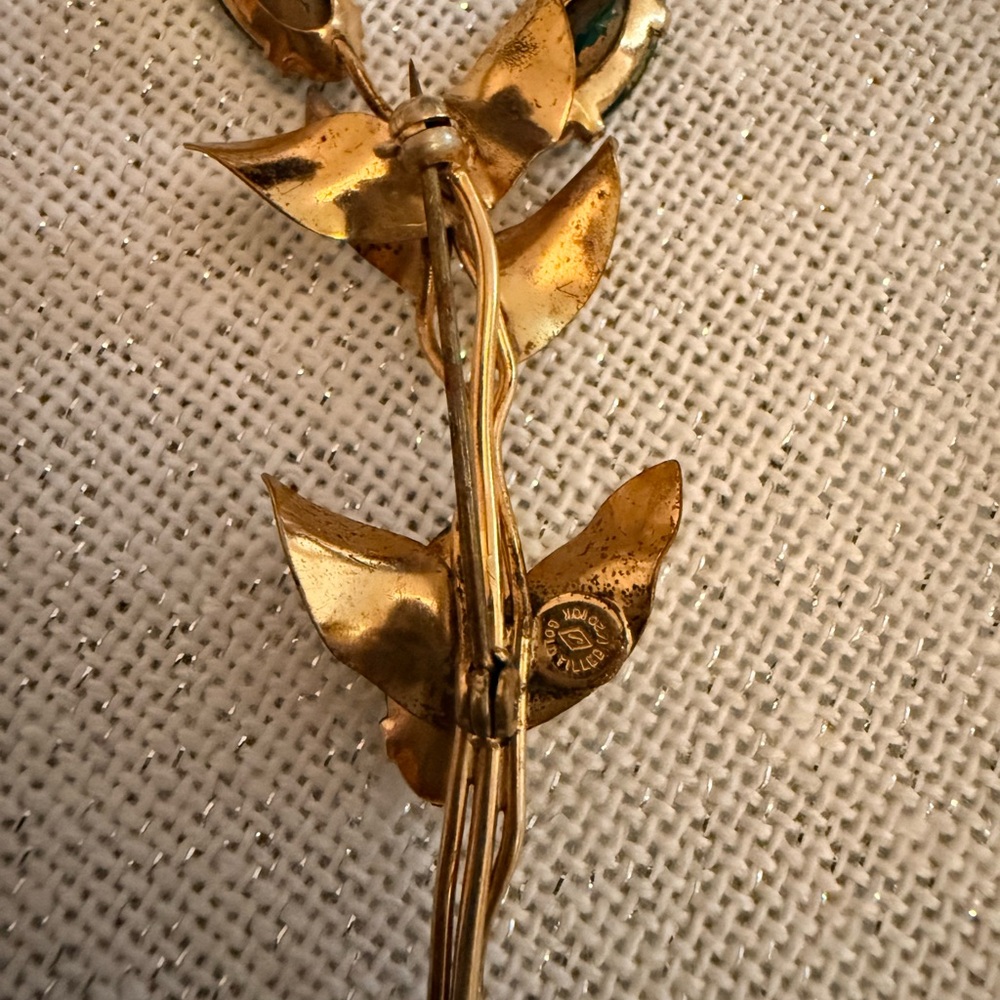 Vintage brooch 10k Gold filled with Green gemstone - Picture 6 of 6